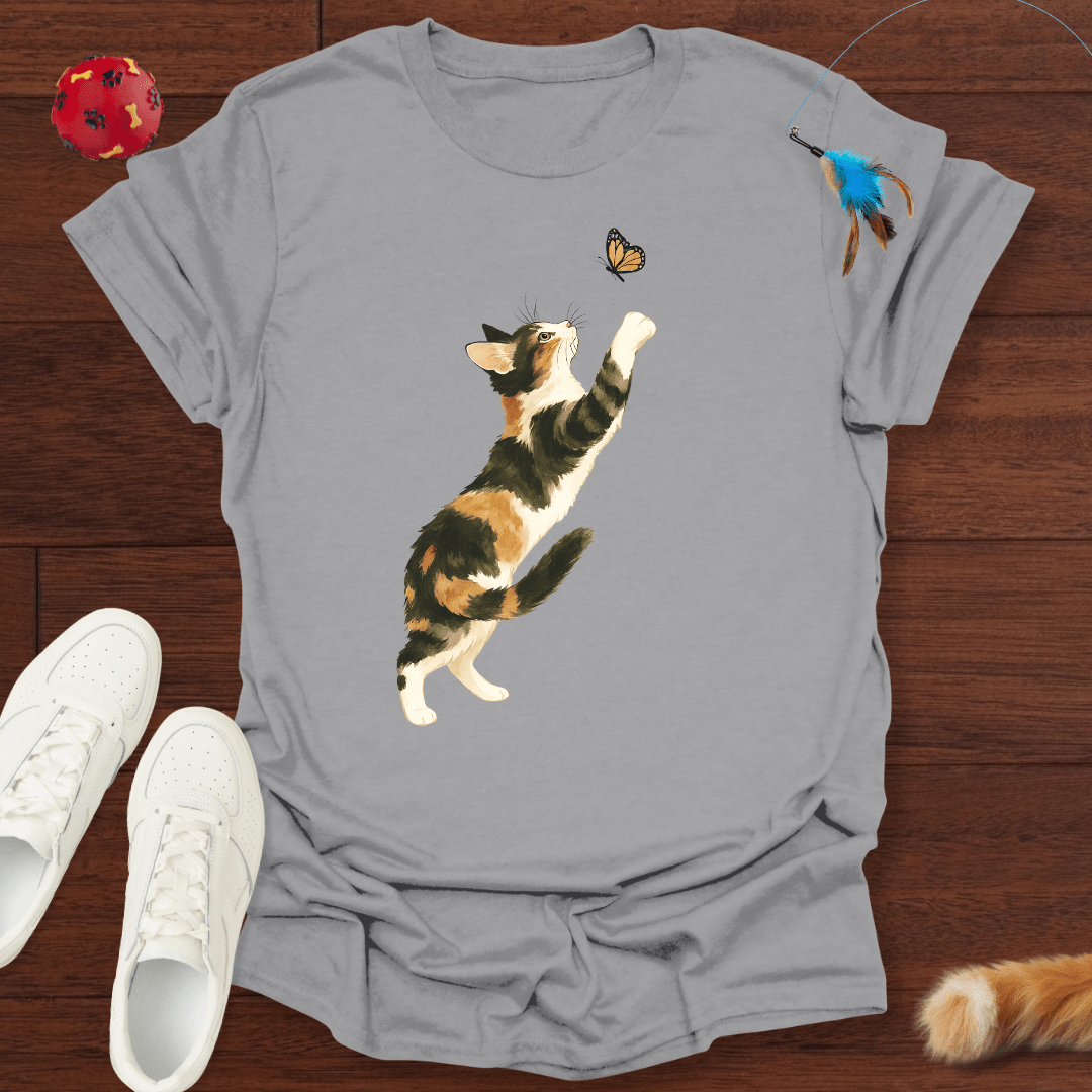 Katze & Schmetterling - T-Shirt Unisex