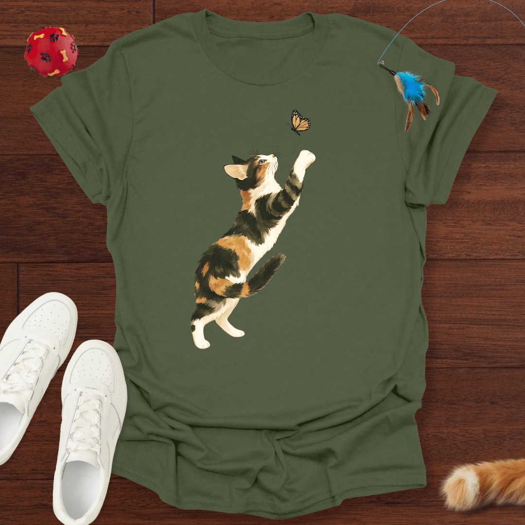 Katze & Schmetterling - T-Shirt Unisex